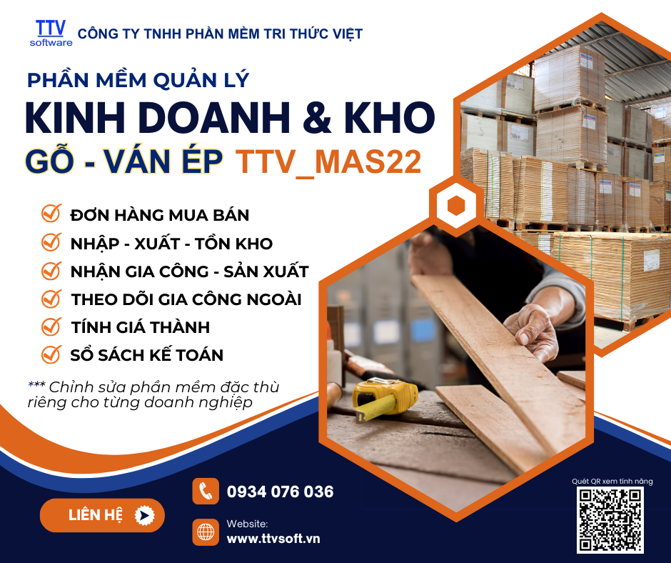 Phần mềm mua bán, gia công hàng Gỗ, Ván ép